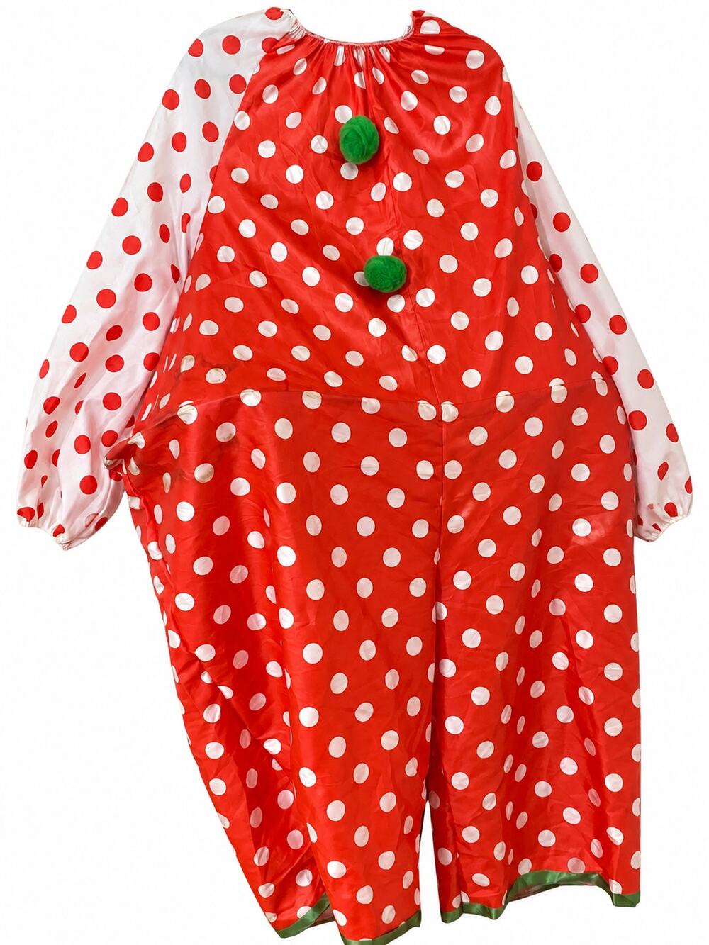 Adult Clown Costume Red White Polka Dot Jumpsuit Hat Gloves Shoes Halloween